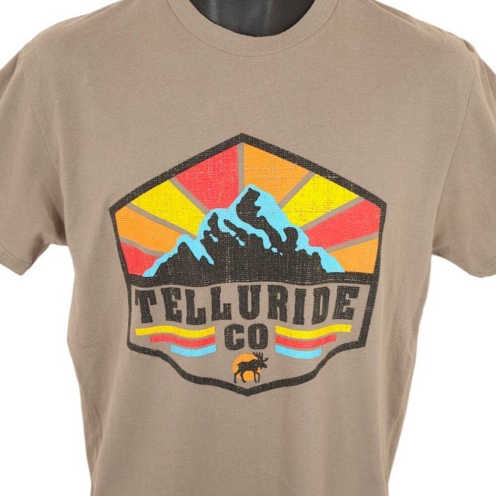 Telluride Colorado T Shirt Mens Size Medium Brown Moose Travel Destination Tee
